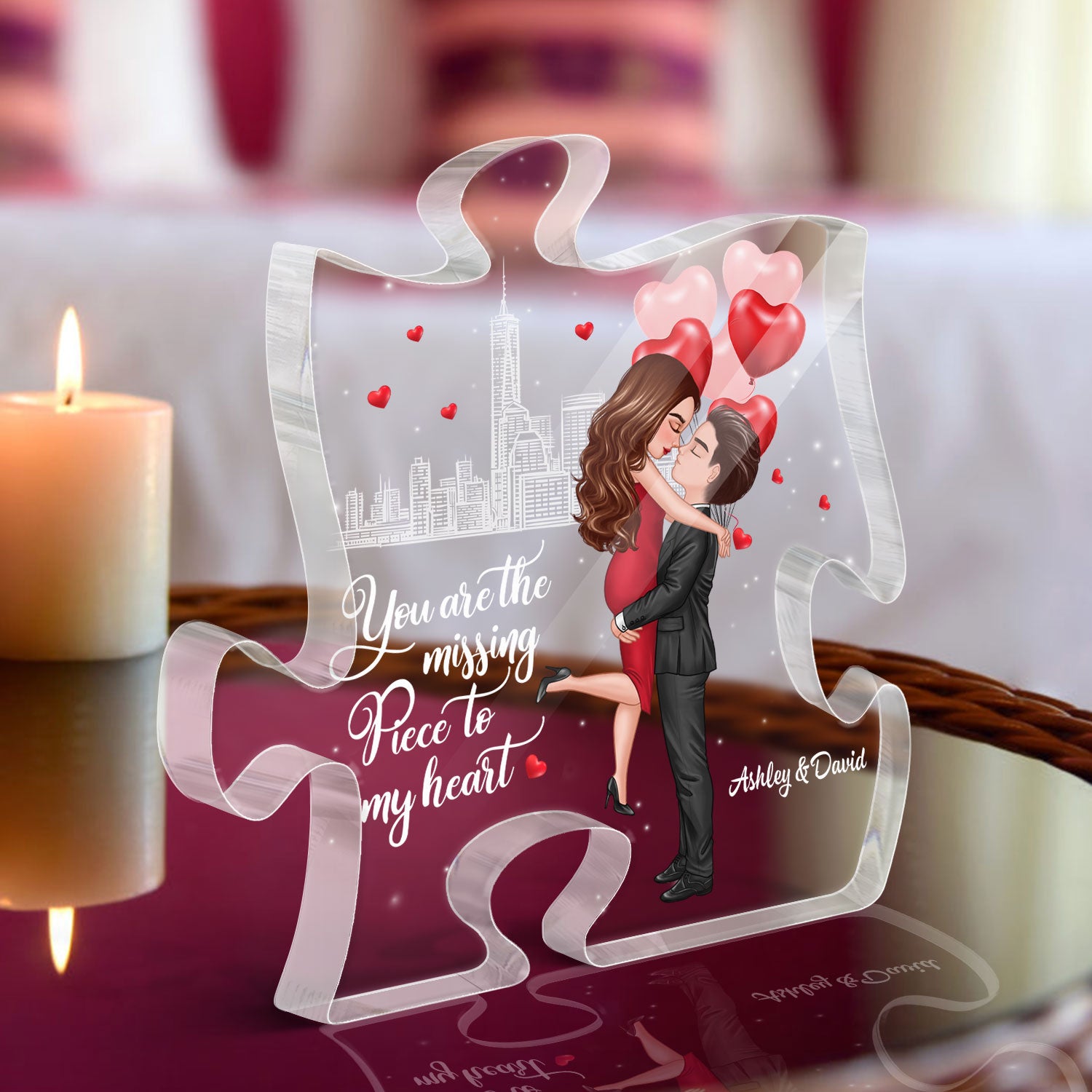 The Missing Piece To My Heart - Personalized Acrylic Block Plaque - Anniversary Gift For Him, Gift For Her