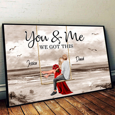 Couple On Swing Beach Landscape Retro Vintage Poster, Heartfelt Personalized Couple Poster, Perfect Gift For Valentine's Day, For Him, For Her