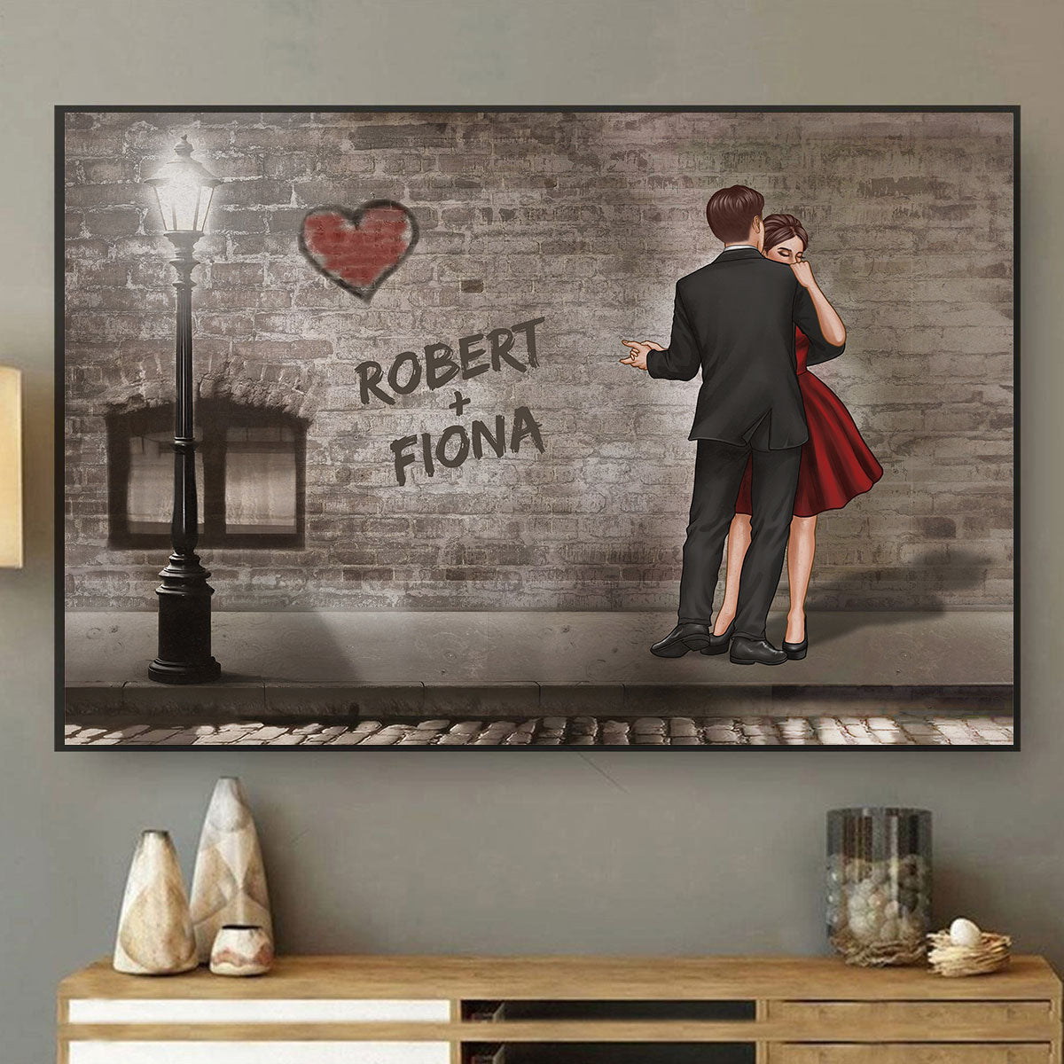 Couple Vintage Old Street Personalized Poster, Valentines Gift, Anniversary Gift for Him for Her