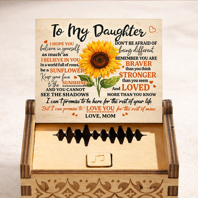 Sunflower To My Daughter - Personalized Wooden Music Box - Heartfelt Gift For Mom, Daughter
