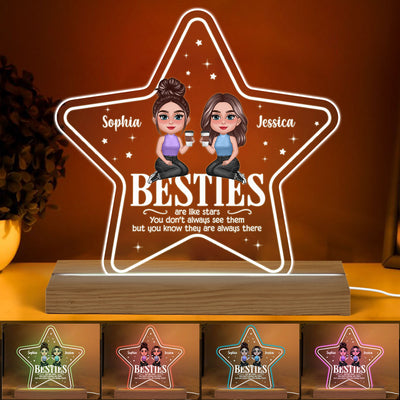 Besties Sisters Are Like Stars Personalized Acrylic Custom Shape LED Night Light