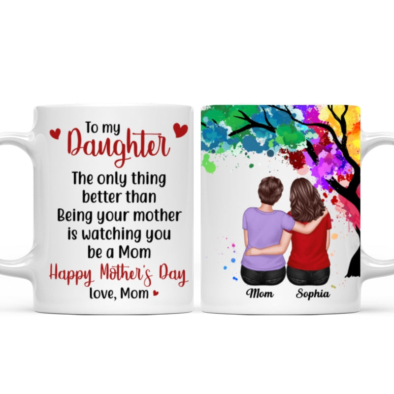 To My Daughter Happy Mother‘s Day Watercolor Tree Personalized Mug