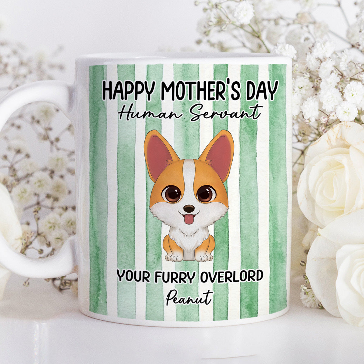 Watercolor Dog Happy Mother's Day Human Servant - Personalized Mug - Funny Mother's Day Gift For Dog Mom, Dog Lovers