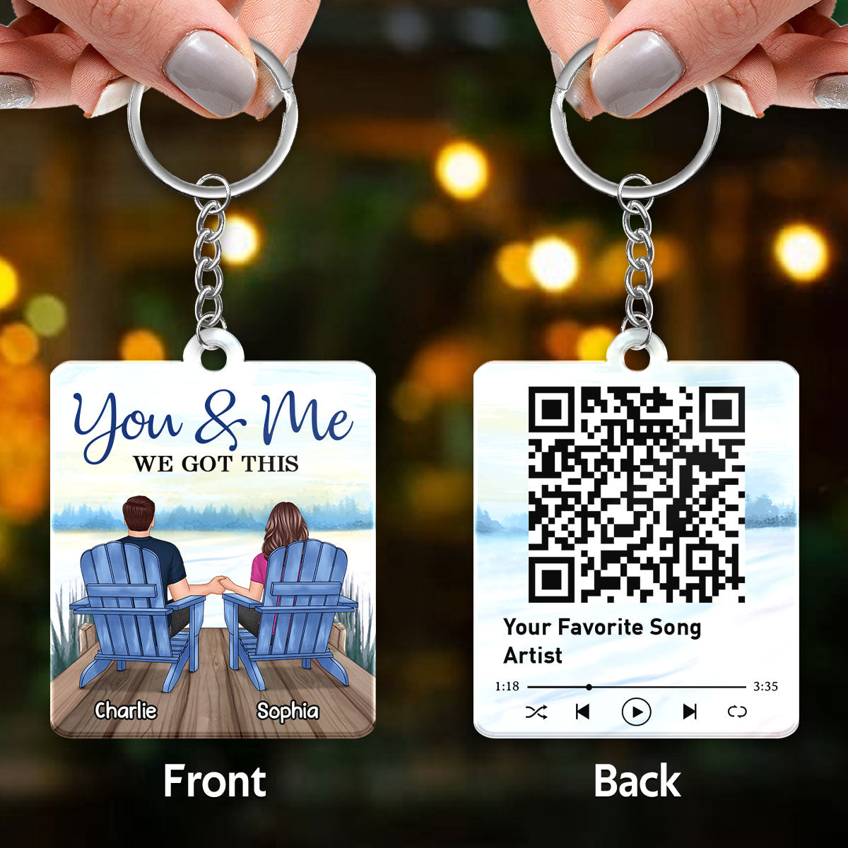 Couple Together Since Lake View Favorite Love Song Scannable QR Code Personalized Acrylic Keychain