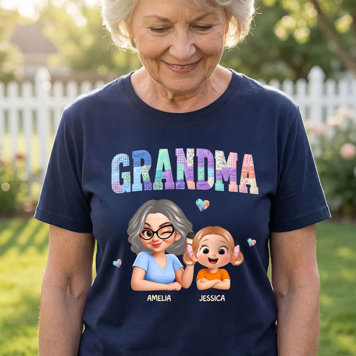 Patchwork Floral Mama Faux Embroidered - Personalized Shirt - Gift for Mom