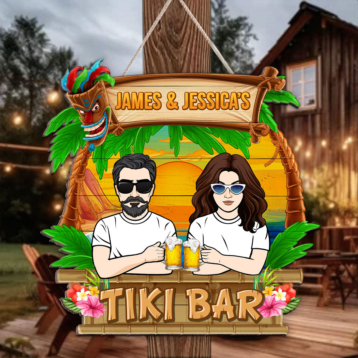 Tiki Bar Summer Gift Personalized Wood Sign