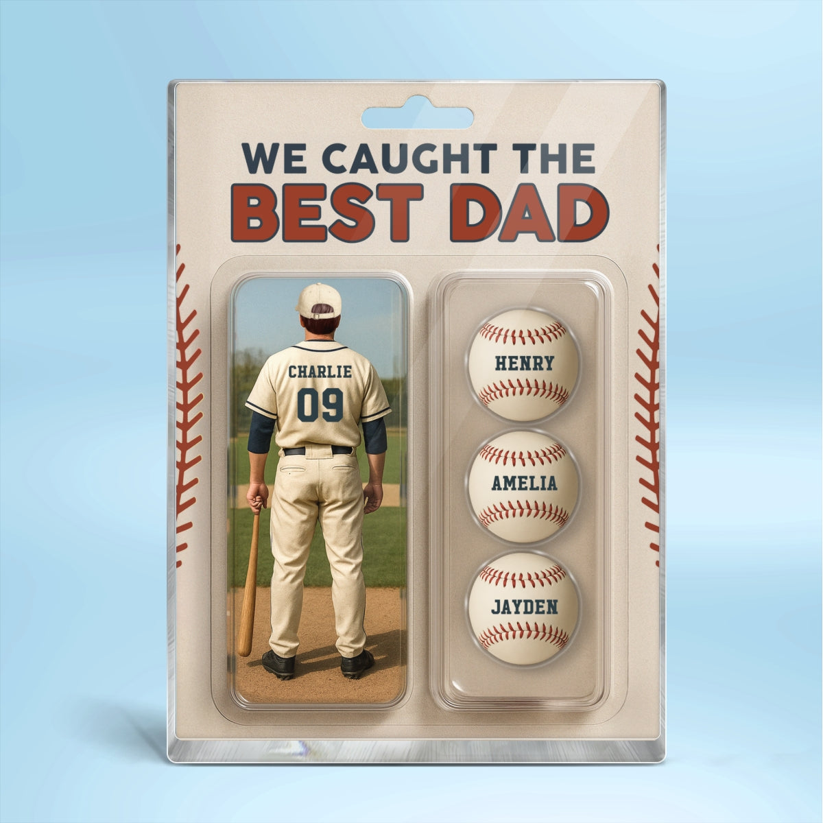 We Caught The Best Dad Grandpa Baseball Lover Realistic Figure Style Personalized Acrylic Block Plaque