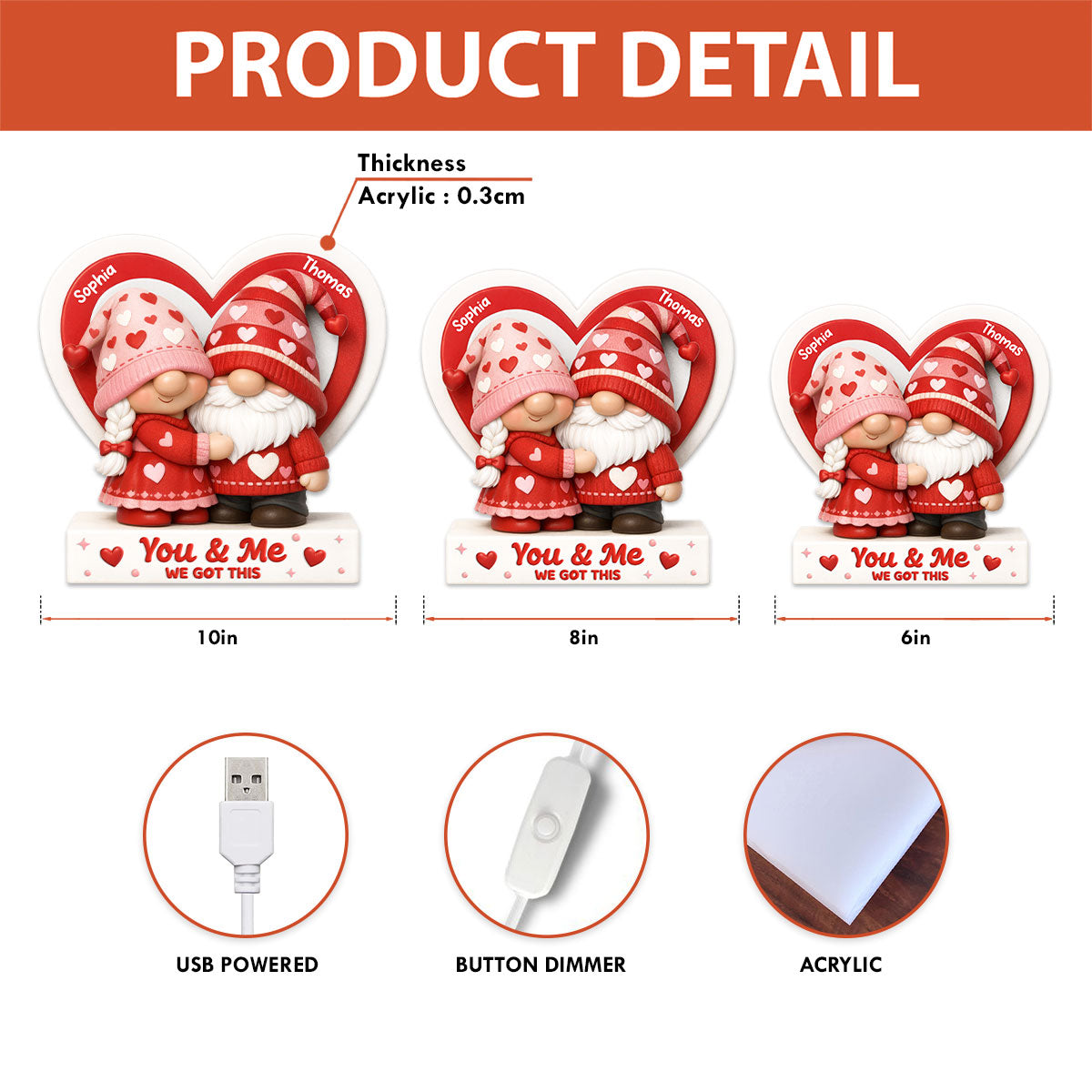 Eternal Love Cute Cartoon Chibi Couple - Personalized Light Box - Heartfelt Valentine's Day Gift, Anniversary Gift For Couple, For Him, For Her