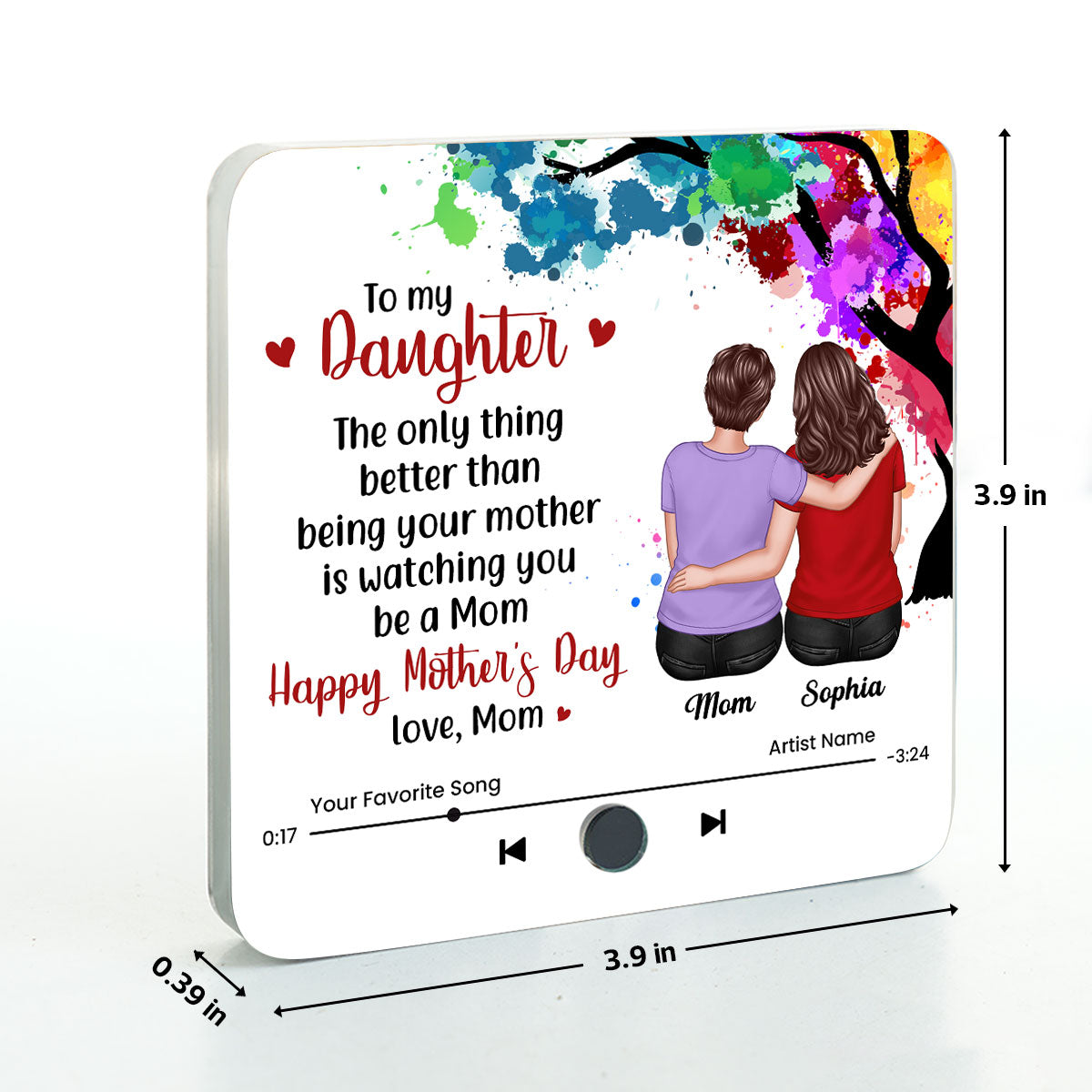 From Mom To My Daughter Personalized Music Fridge Magnet, Heartfelt Gift for Daughter, Daughter-in-law