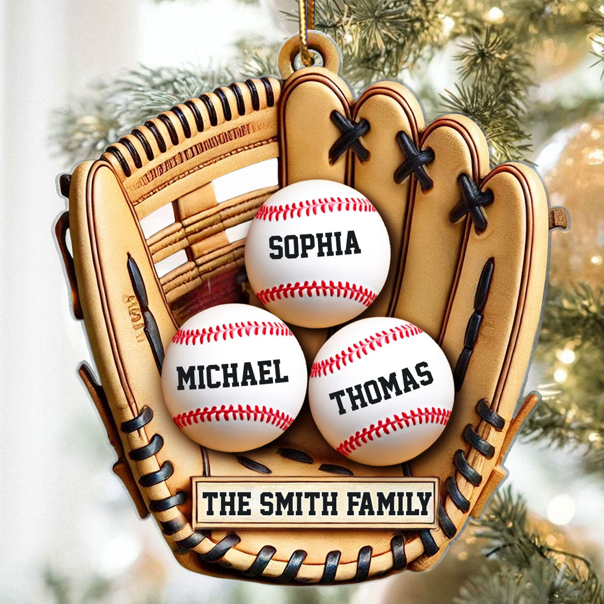 Baseball Family Glove 3D Effect Sport Lover Personalized Acrylic Ornament