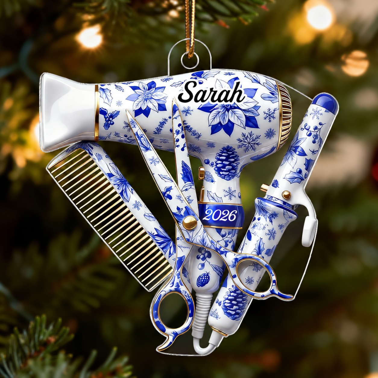 Upsell Christmas Hairdresser Card - ACRYLIC ORNAMENT CUSTOM SHAPE