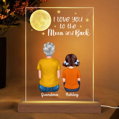 Grandma Grandkids Love To The Moon Personalized Plaque LED Night Light