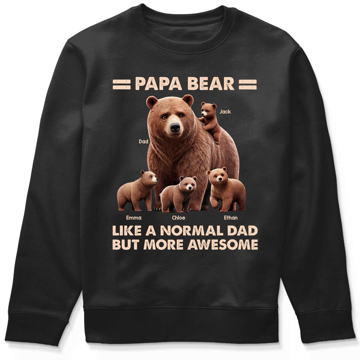 Papa Bear And Kids 3D Effect Personalized Shirt, Father's Day gift for Dads, for Grandpas