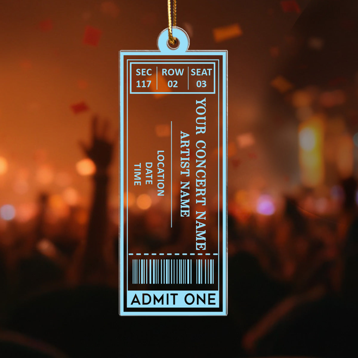 Favorite Music Concert Ticket - Personalized Acrylic Ornament - Christmas Gift For Music Lovers, Concert-Goers, Matching Ornaments For Friends, Family, Couple