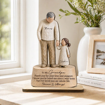 I've Loved You My Whole Life Grandpa & Grandkid 2D Flat Printed - Personalized 2-Layered Wooden Plaque - Sentimental Father's Day Gift For Grandpa