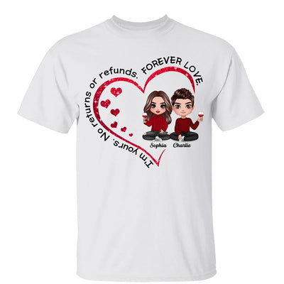 Doll Couple Sitting Inside Heart Valentine‘s Day Gift Personalized Shirt