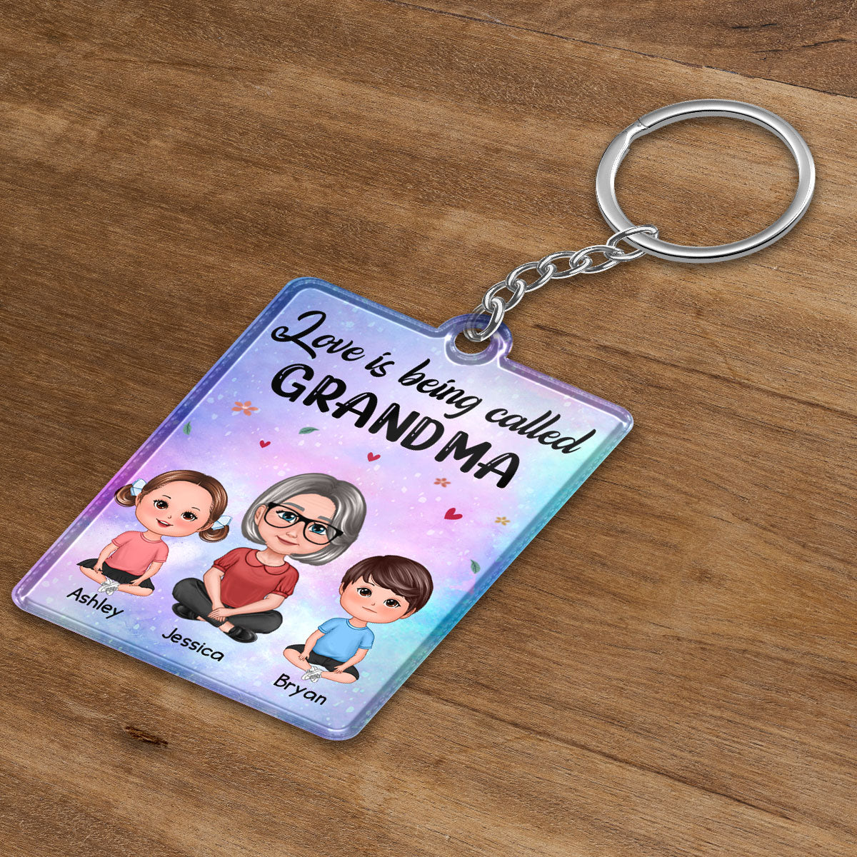 Love Being Called Grandma Pretty Grandma Grandkids Sitting Personalized Acrylic Keychain