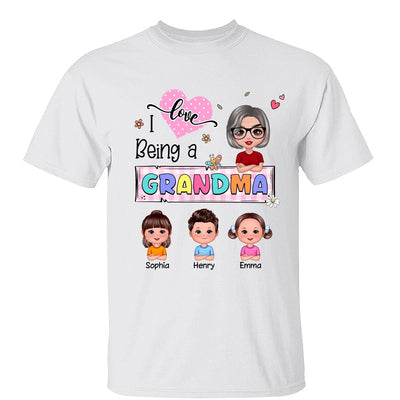 Love Being A Grandma Colorful Pastel Doll Grandma And Grandkids Personalized Shirt