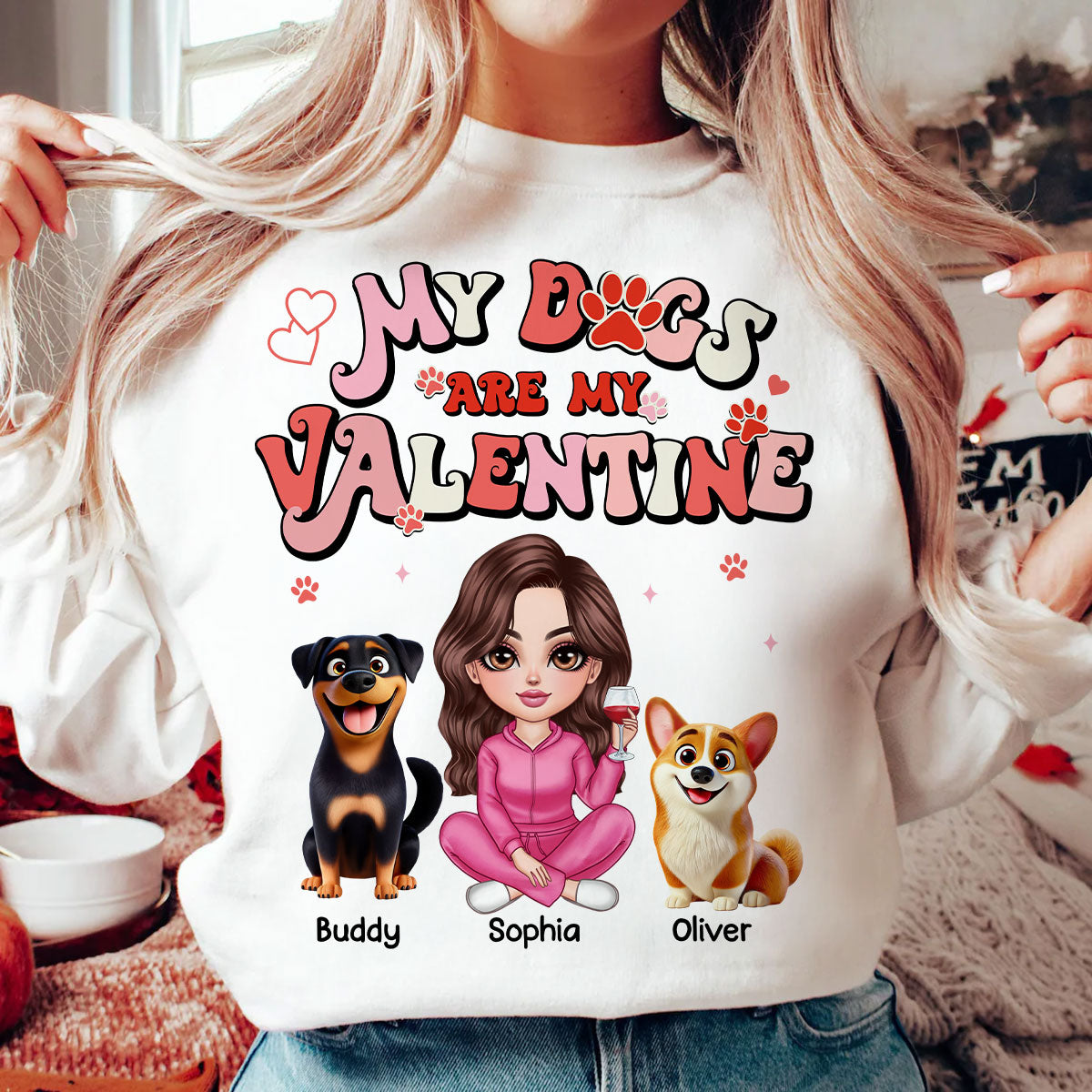 Personalized  Shirt For Dog Mom, My Dogs Are My Valentine