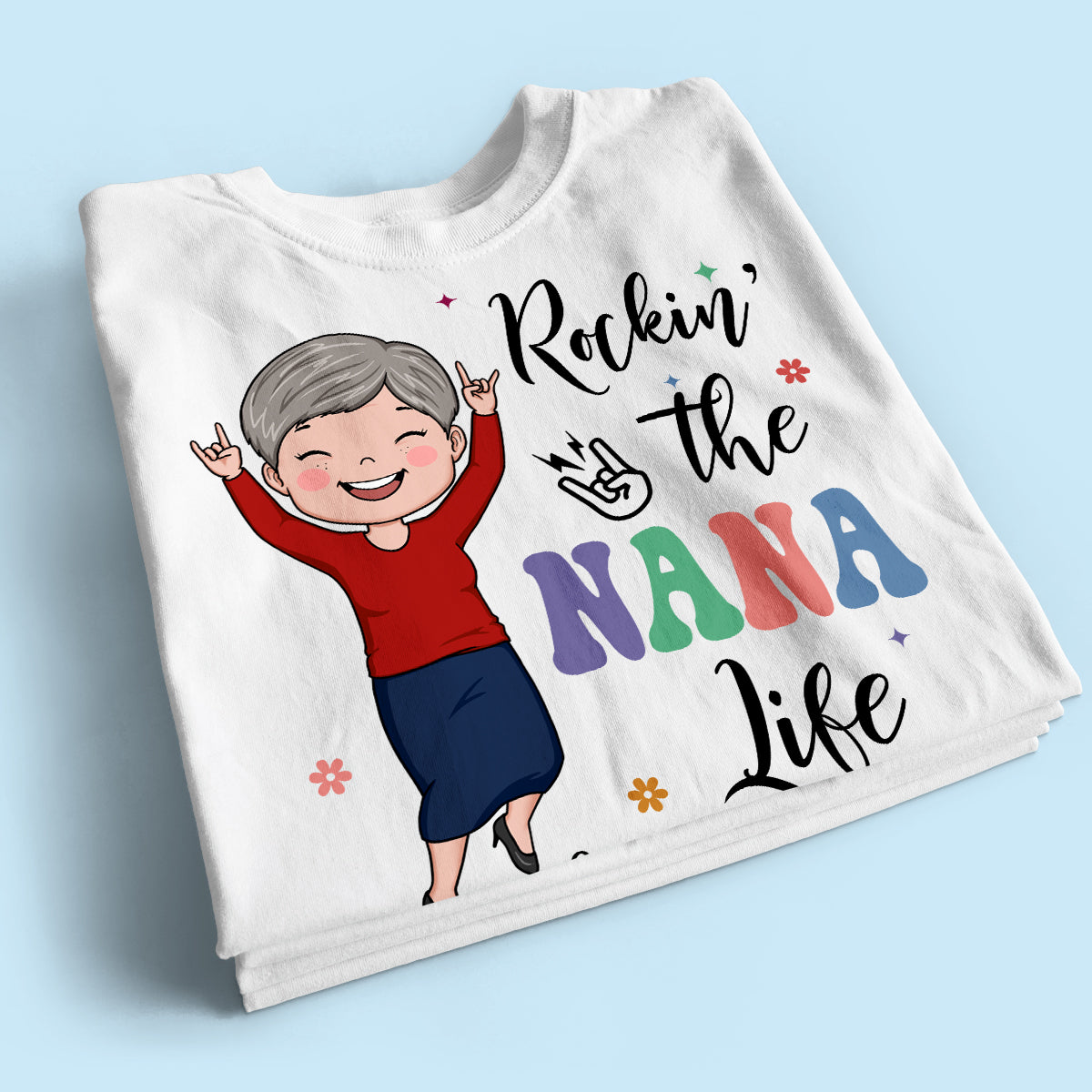 Rockin' The Nana Life Vector Woman Retro Style Personalized Shirt