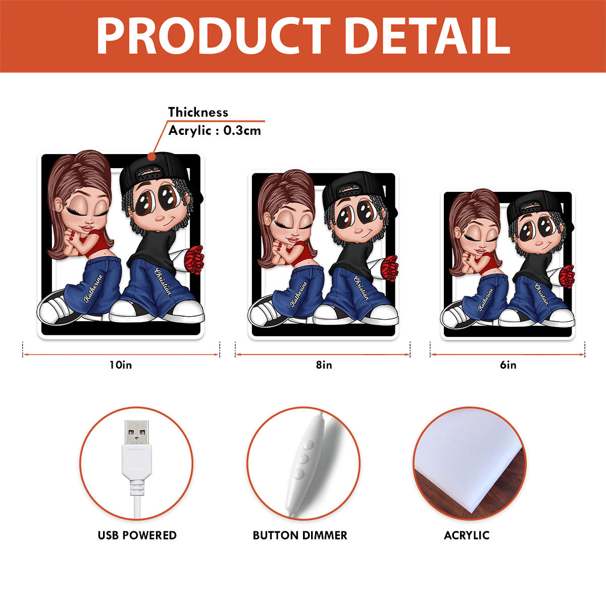 Y2K Style Couple Forever Love - Personalized Light Box - Gift For Couple