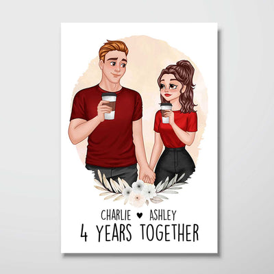 Cartoon Couple Hand In Hand Many Years Together Personalized Vertical Poster