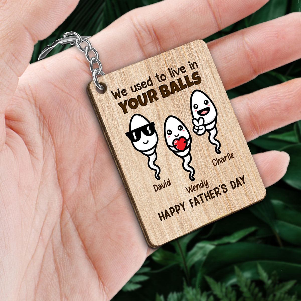 Little Cute Kids Happy Father‘s Day Funny Gift For Dad Personalized Wooden Keychain