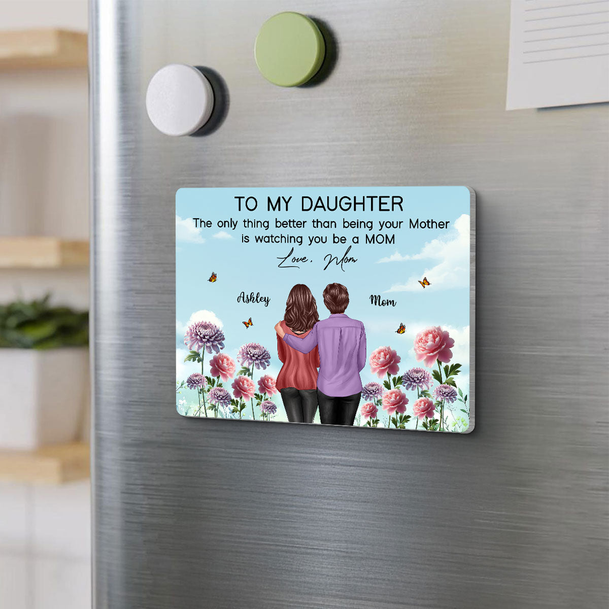 To My Daughter From Mom Happy Mother's Day Birth Flower Personalized Acrylic Fridge Magnet, Gift For Daughter