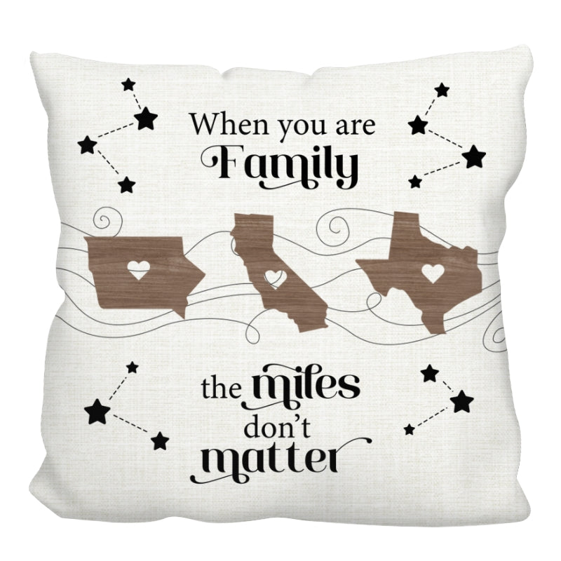 Long Distance Family Friends Siblings Sisters Besties Personalized Pillow, Togetherness Christmas Gift