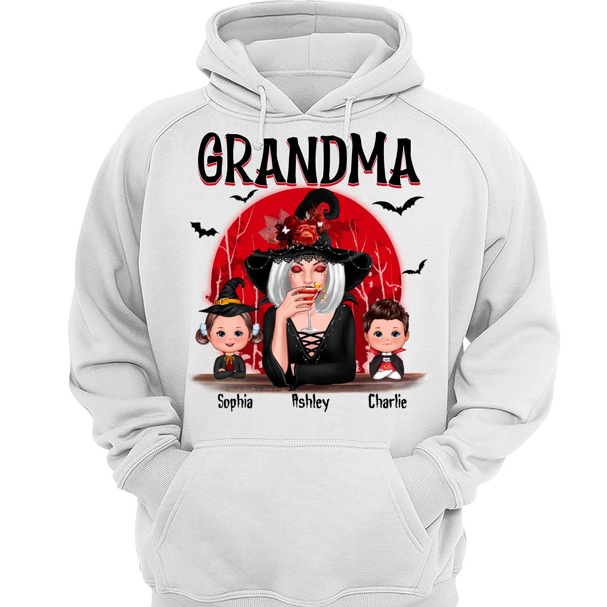 Grandma Red Moon Halloween Woman Grandkids Personalized Shirt