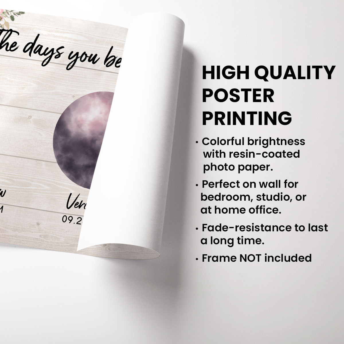 Custom Colorful Birth Moon Phase The Day You Become My Mom Grandma Personalized Poster, Gift