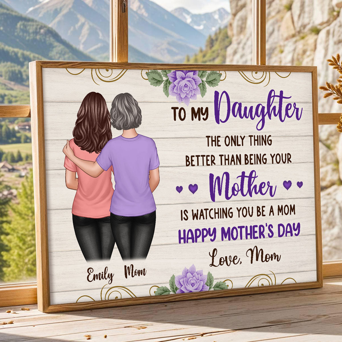 Purple Flowers To My Daughter From Mom Happy Mother's Day Personalized Poster, Gift For Daughter