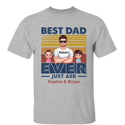 Best Dad Ever Just Ask Doll Kids Retro Personalized Shirt