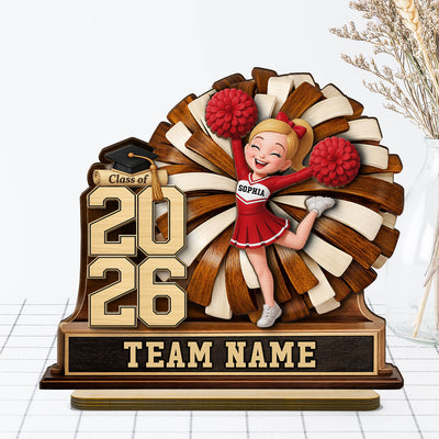 Cheerleader Senior Keepsake 2D Flat - Personalized 2-Layered Wooden Plaque - Graduation Gift For Son, Daughter