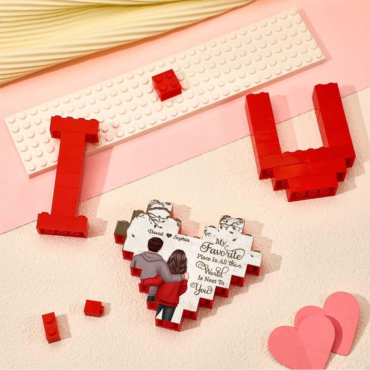 Personalized Building Blocks Puzzle, Couple Favorite Place, I Love You Block Puzzle, Birthday, Anniversary Gifts for Her & for Him
