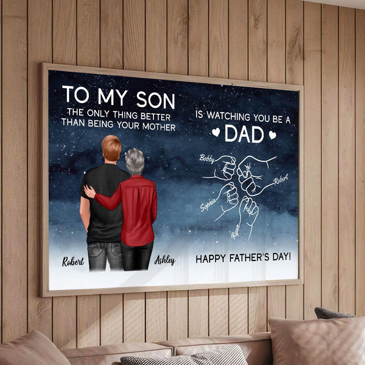 Watching You Be A Dad From Mom Dad To Son Starry Night Personalized Poster, Gift For Son