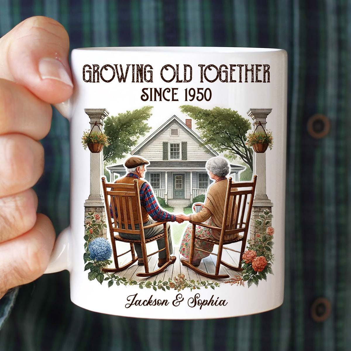 Couple Sitting On The Porch Growing Old Together Since Personalized Mug, Heartfelt  Gift For Couple, For Him, For Her, Husband, Wife