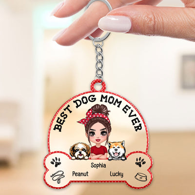 Best Dog Mom Ever Doll Woman & Dog Personalized Acrylic Keychain
