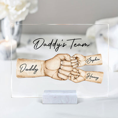 Daddy's Team Fist Bump Personalized Acrylic Plaque