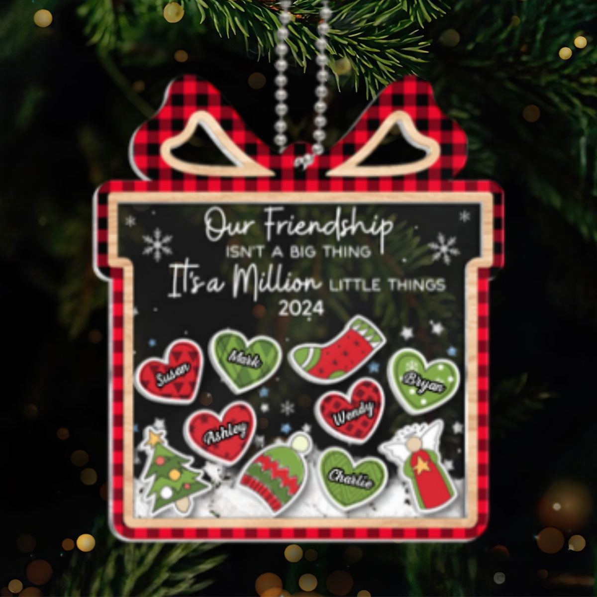 Our Friendship Is A Million Little Things Personalized Shaker Ornament, Christmas Gift For Besties, Best Friends, BFF