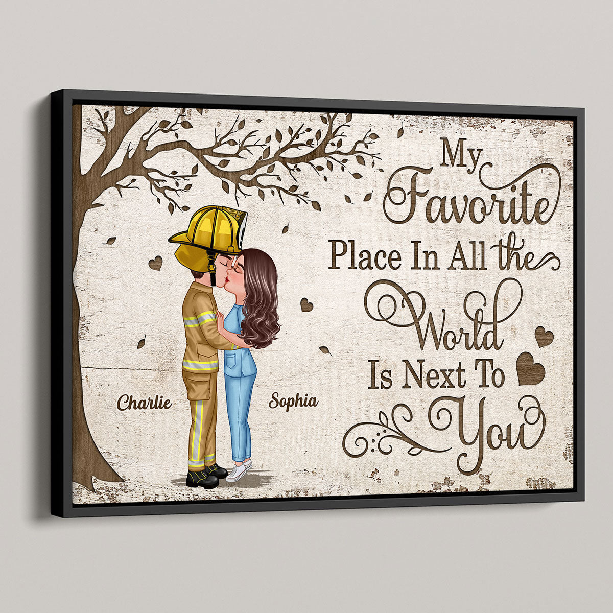 Favorite Place In The World Occupation Couple Kissing Personalized Poster, Unique Valentine's Day Gift For Him, Gift For Her