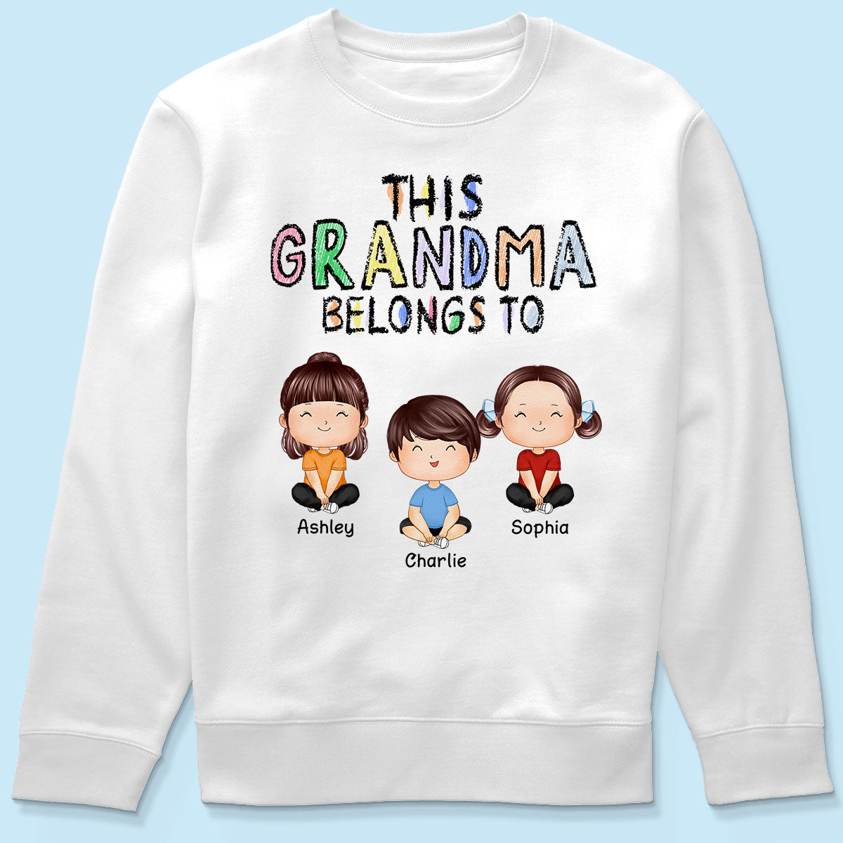 This Grandma Belongs To Grandkids Crayon Personalized Shirt