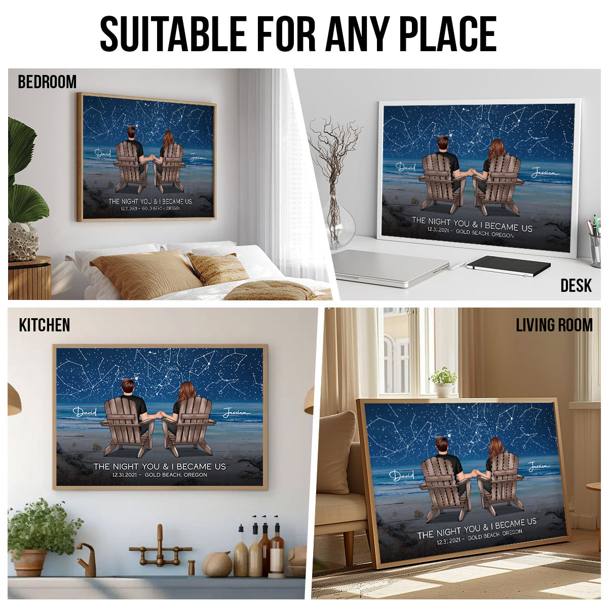 Eternal Love Couple Custom Star Map Landscape Personalized Poster, Heartfelt 2025 Anniversary Gift Wedding Gift For Couple, Husband, Wife, Dad, Mom