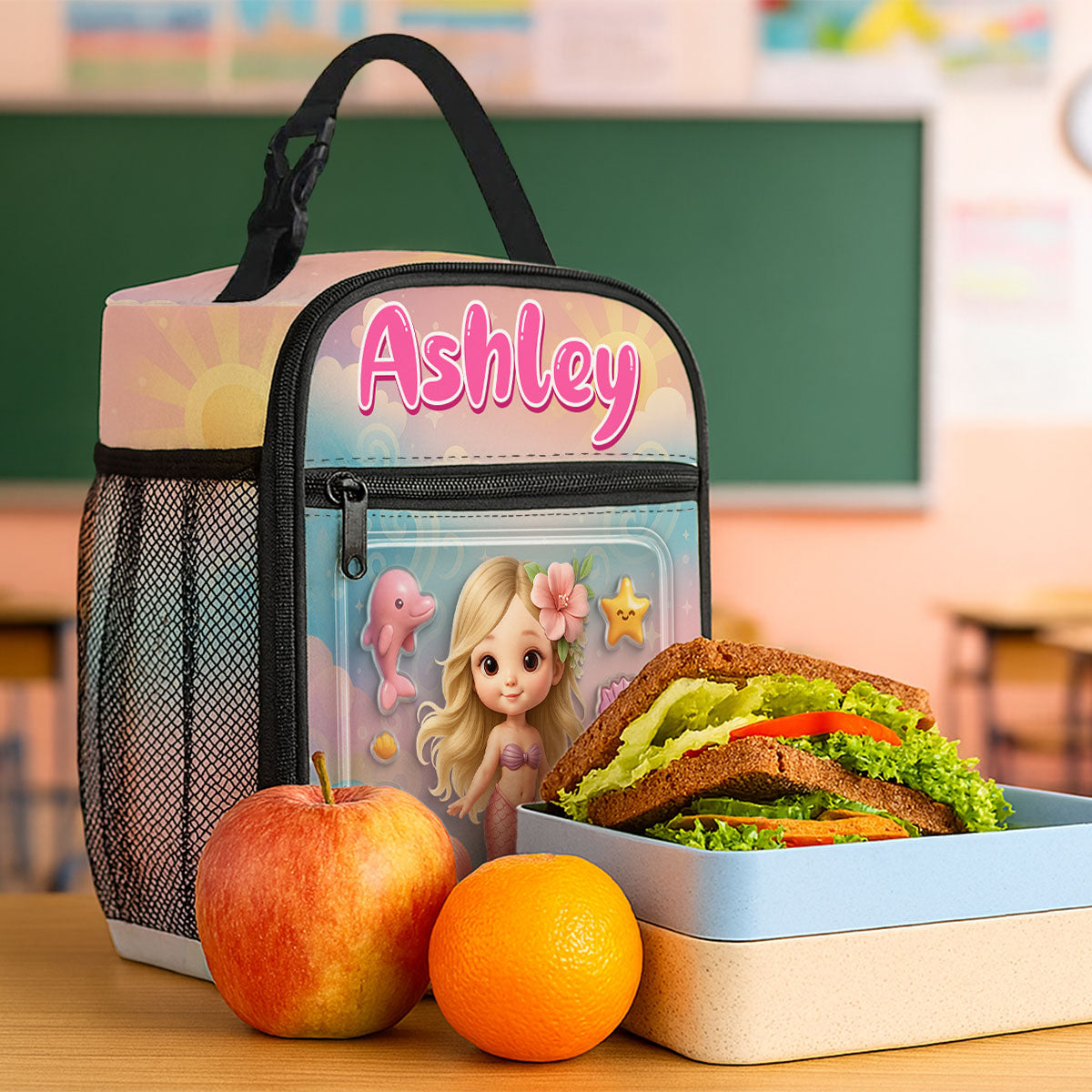 Mermaid Doll 3D Effect Action Figure Personalized Insulated Lunch Bag, Back to School Lunch Bag for Kids