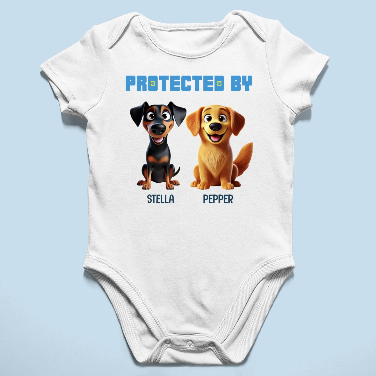 Protected By Dogs Personalized Baby Onesie Baby Shirt