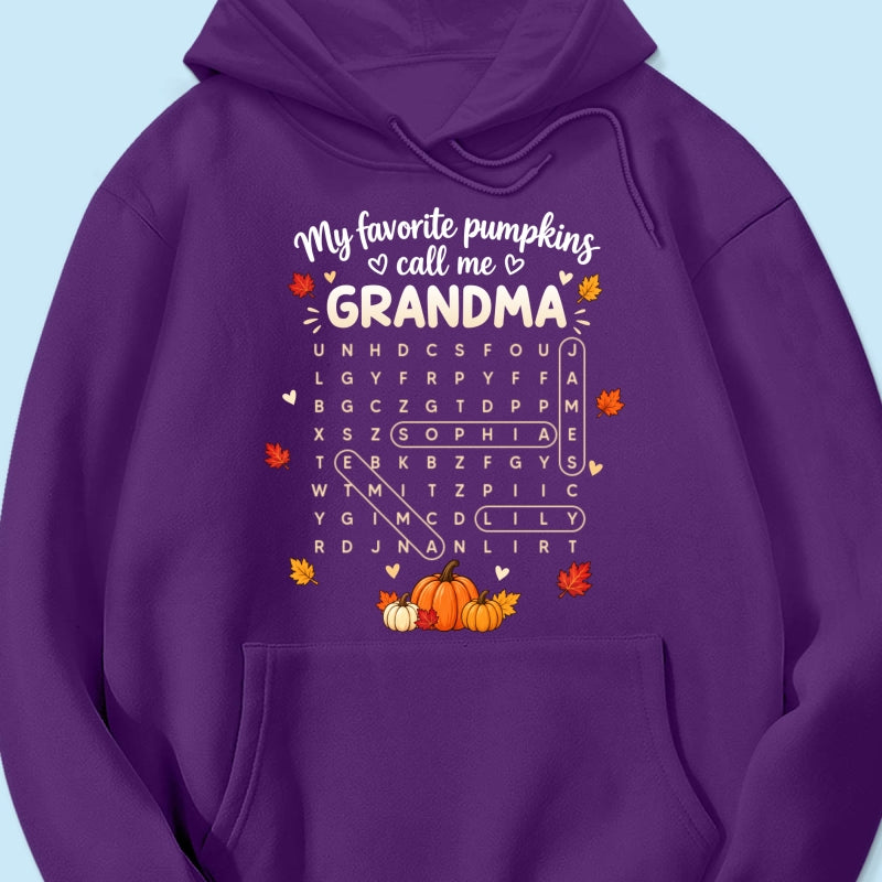 Favorite Pumpkins Call Me Grandma Word Search Puzzle - Personalized Shirt - Fall Season Gift For Grandma