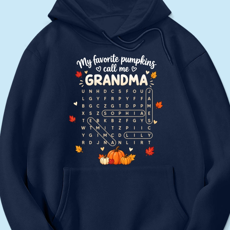Favorite Pumpkins Call Me Grandma Word Search Puzzle - Personalized Shirt - Fall Season Gift For Grandma