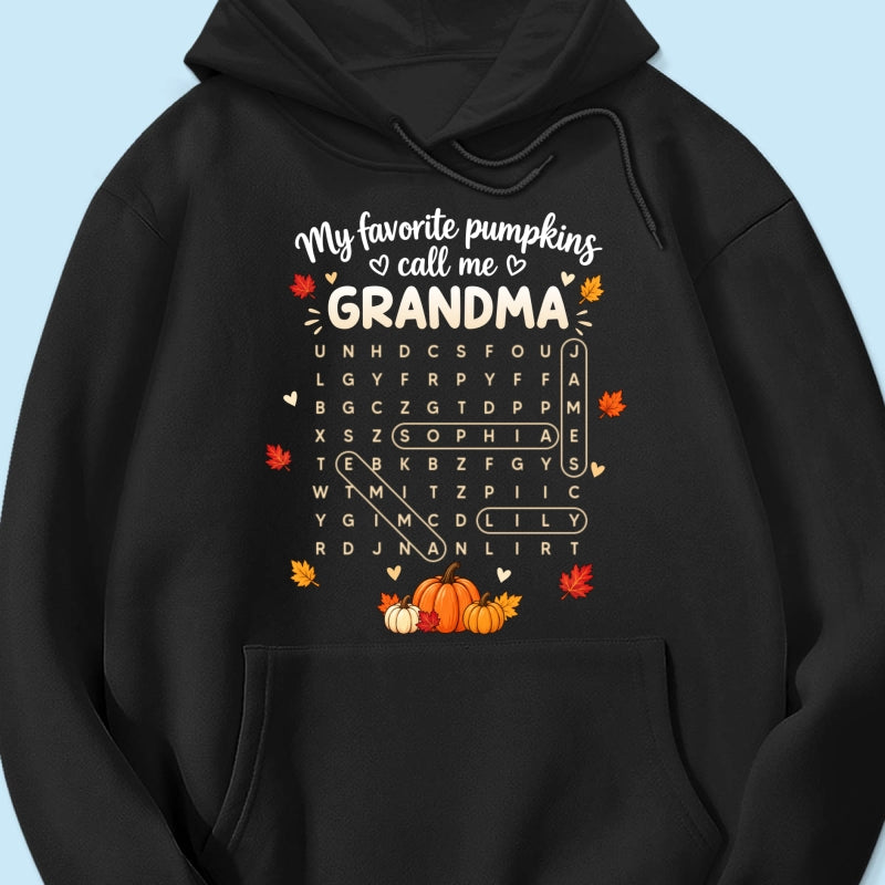 Favorite Pumpkins Call Me Grandma Word Search Puzzle - Personalized Shirt - Fall Season Gift For Grandma