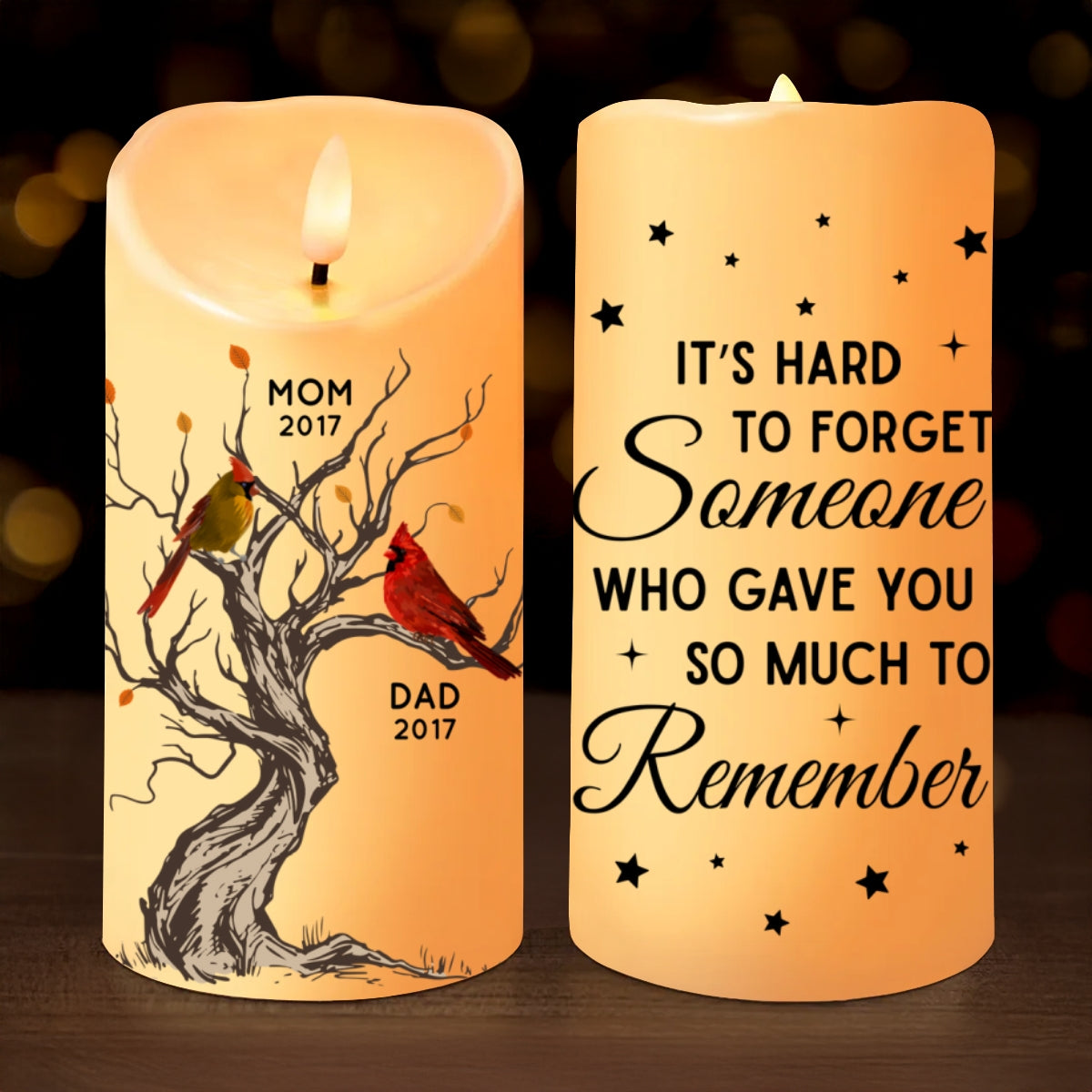 Cardinals Memorial Hard To Forget Personalized LED Candle, Remembrance Gift, Sympathy Gift