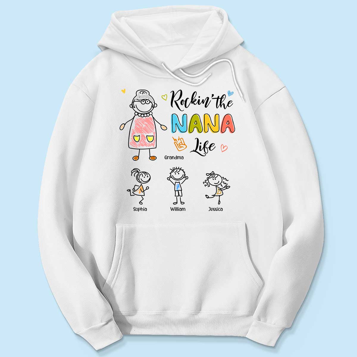 Rockin' Grandma Life Drawing Personalized Shirt